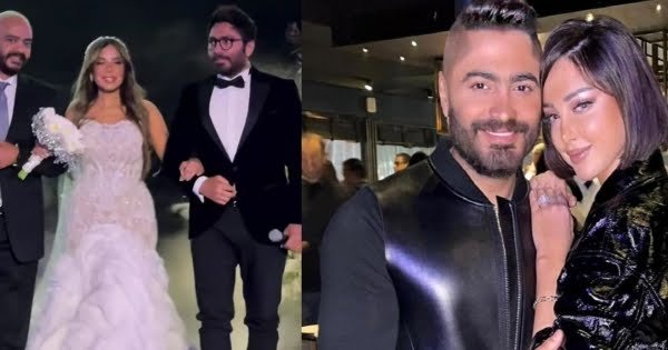 صورة توضيحية - تامر حسني في زفاف هالة عمر.. وبسمة بوسيل هذه خرابة بيتي الأربعاء 24 أيار 2023